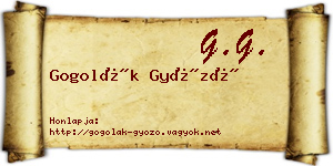 Gogolák Győző névjegykártya
